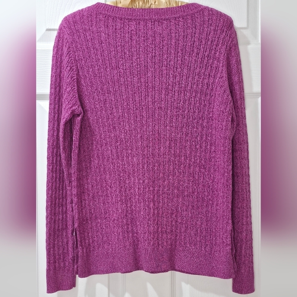 Karen Scott Magenta Cowl Neck Sweater 100% Cotton Petites Medium - Picture 3 of 10